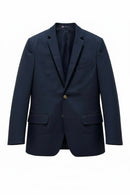 Saco azul de vestir de dos botones metálicos, tres bolsillos al frente-2