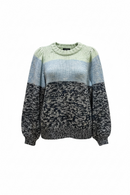 Suéter cerrado de punto multicolor verde y azul-1