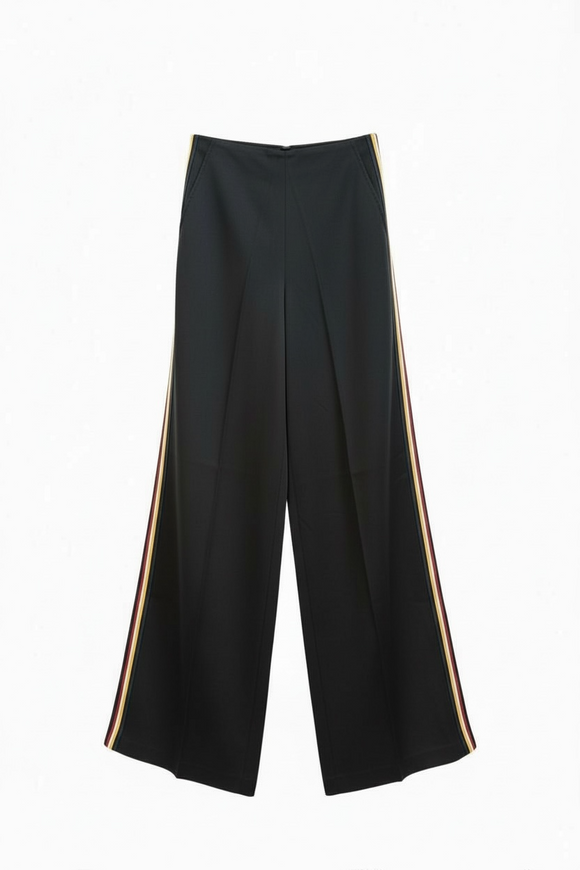 Pantalón de vestir talle alto con tiras a los lados y bolsillos