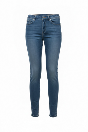 Pantalones mezclilla tubulares cintura baja, entallados