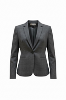 Saco gris de vestir elegante de un botón, de línea cuadriculada; línea petite-1