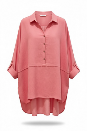 Blusón tipo camisera Coral, manga larga