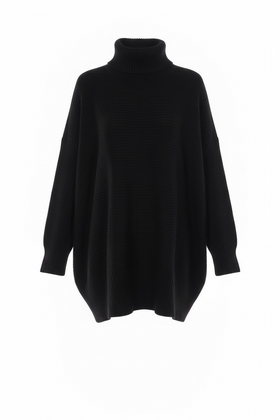 Blusa tipo suéter holgado de cuello de tortuga y cintura