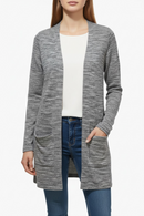 Suéter tipo cardigan azul con rosa; con doble bolsa al frente-2