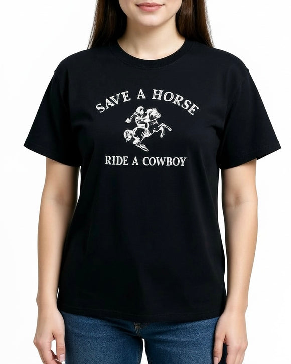 Playera negra “save a horse” unisex