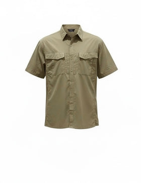 Camisa casual caballero con doble bolsa, caqui, diseño transpirable