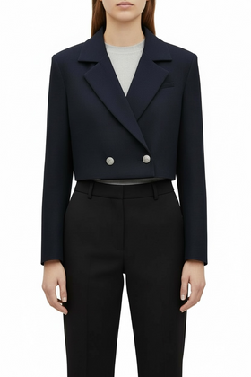 Saco de vestir tipo torera negro, de doble botón - 0