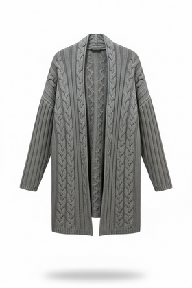 Suéter gris tipo cardigan de tejido grande de Baby Alpaca