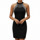 Vestido negro corto Petite con brillo-2