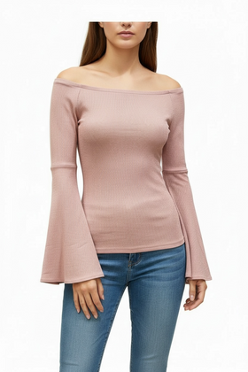 Blusa Rosa con manga larga en campana - 0