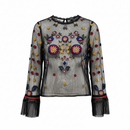 Blusa tul transparente con bordado en flor-1