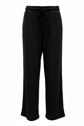 Pantalón negro pierna ancha, tipo pants con cintura ajustable