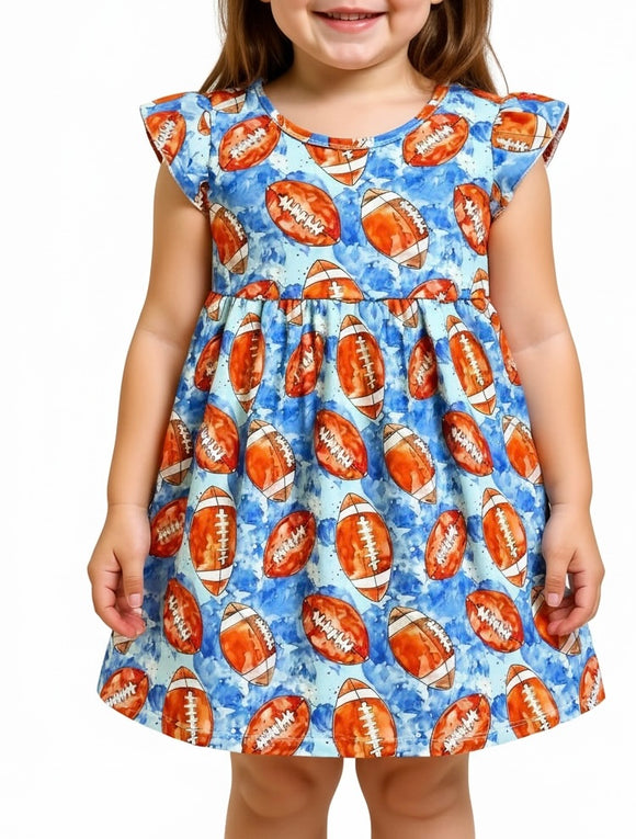 Vestido de niña “superbowl” con olán en hombro