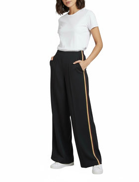 Pantalón de vestir talle alto con tiras a los lados y bolsillos - 0