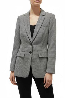 Saco de vestidor con diseño pata de gallo, bolsas al frente y abertura profunda - 0