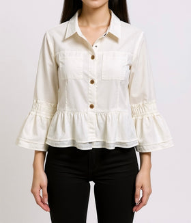 Blusa manga larga con Olán - 0