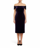 Vestido morado 3/4 aterciopelado, de vestir con manga corta-2