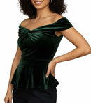 Blusa verde aterciopelada, con nudo al frente-2