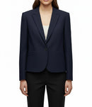 Saco azul elegante de un solo botón al frente-2