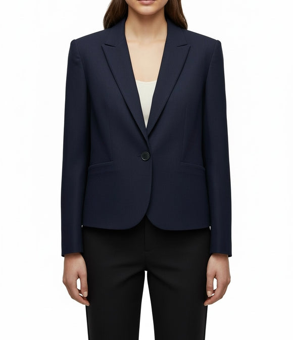 Saco azul elegante de un solo botón al frente