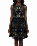 Vestido negro sin mangas de encaje grande terciopelo-2