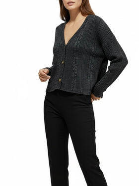 Suéter Oxford oversize de botón al frente. - 0