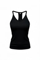 Blusa elástica de cuello en v con tira trasera y tirante-1