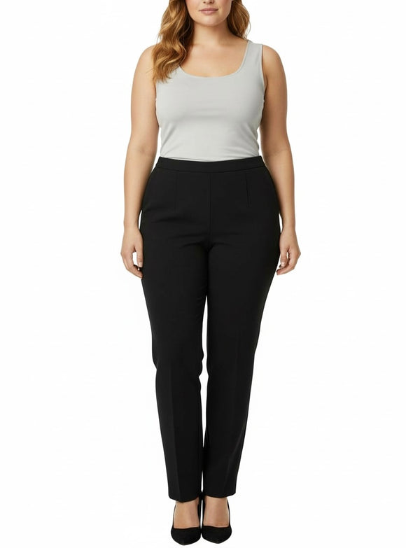 Pantalón negro de vestir talla grande, con cierre lateral y bolsillos