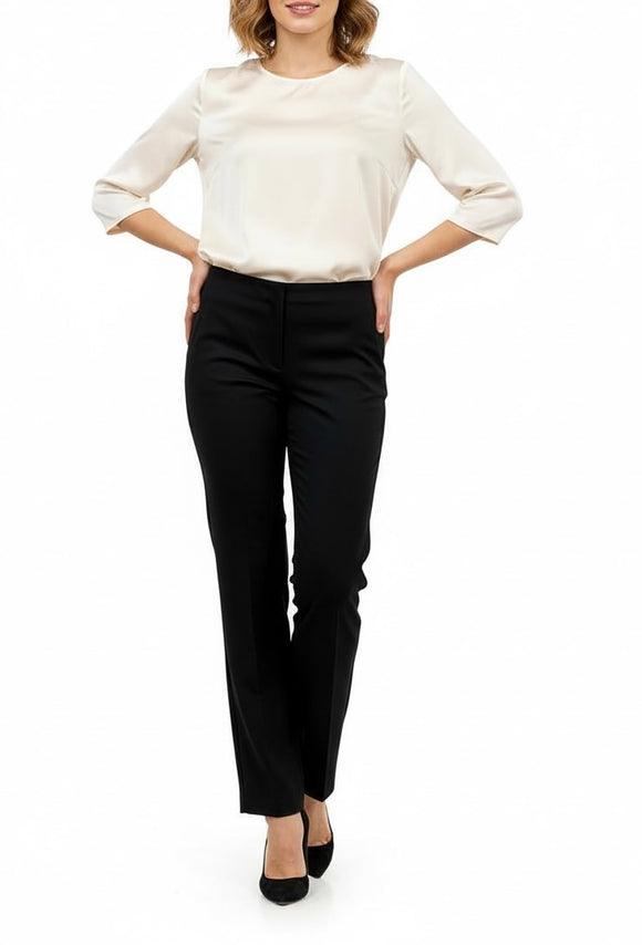 Pantalón negro de vestir, cremayera frontal sin botón