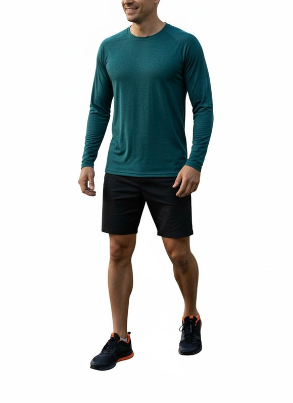 Playera deportiva de manga larga color turquesa