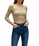 Top de licra beige con manga larga-2