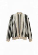 Suéter tipo cardigan beige con rayas-1