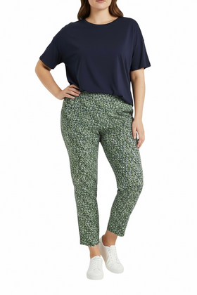Pantalón floral verde y azul tipo leggins - 0