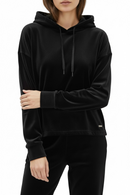 Sudadera negra aterciopelada con capucha ajustable-2