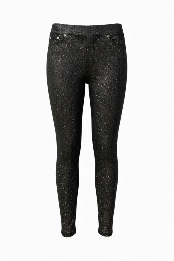 Leggins de terciopelo negro con brillo
