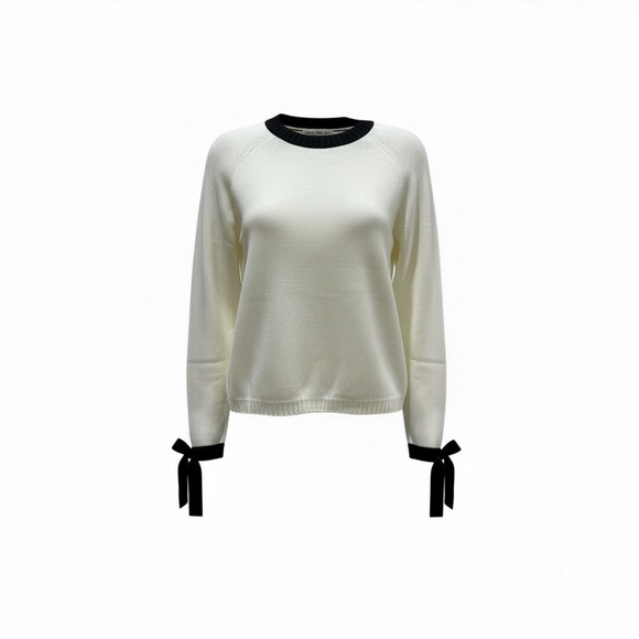 Suéter de punto con moño, color blanco