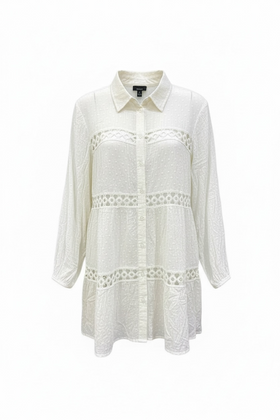 Blusón blanco tipo manta, manga larga