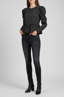 Blusa negra manga larga con lunares-2