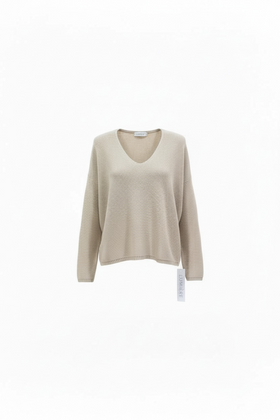 Suéter beige oversize de punto