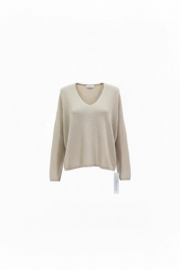 Suéter beige oversize de punto