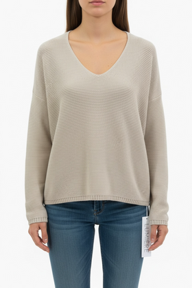 Suéter beige oversize de punto - 0