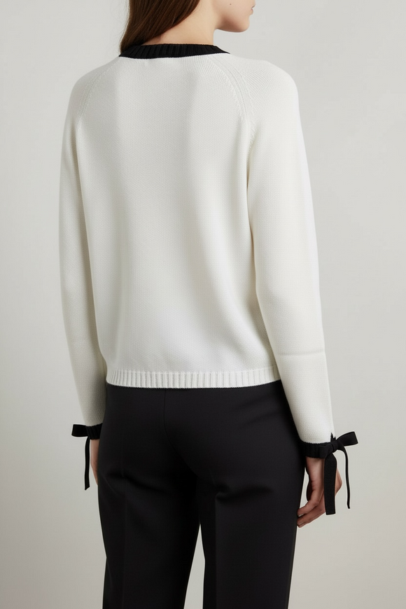 Suéter de punto con moño, color blanco