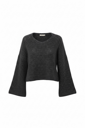 Blusa negra manga larga tejido grande