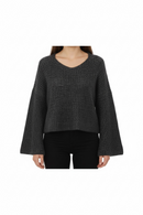 Blusa negra manga larga tejido grande-2