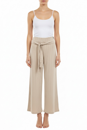 Pantalón beige con cinto - 0