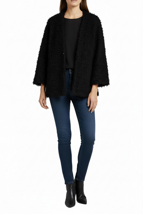 Abrigo negro brillante - 0