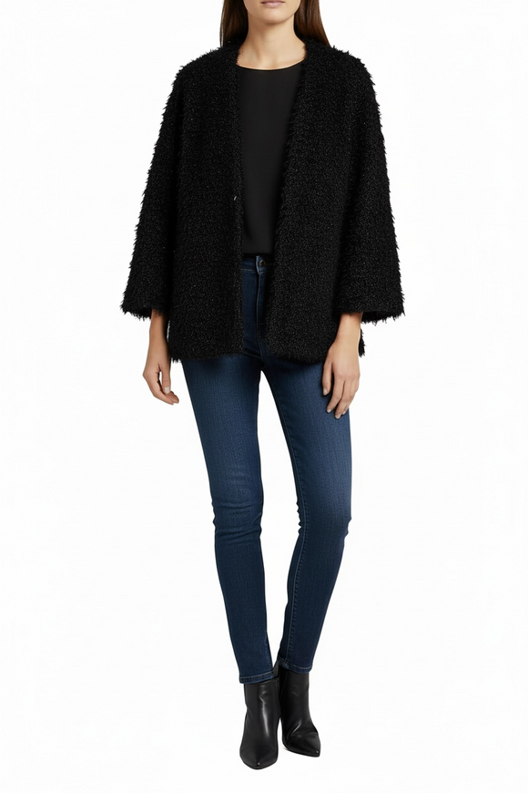 Abrigo negro brillante