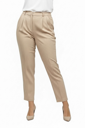 Pantalón de vestir beige a rayas - 0