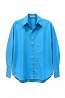 Camisa oversize azul, manga larga de vestir-1