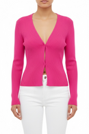 Blusa manga larga entallada fucsia-2